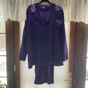 Women's Purple Satin Pajama Set